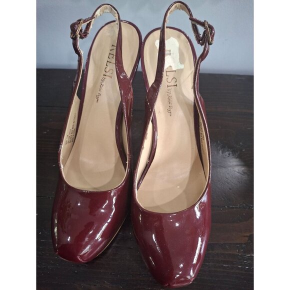 Kelsi Dagger Dory Burgundy Patent Leather Slingback Heels/Pre-owned, Sz 7.5M - Picture 9 of 11